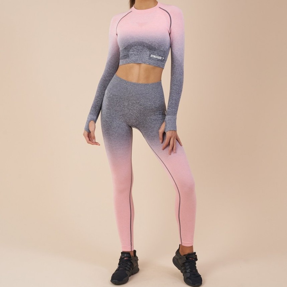 NWT Gymshark Ombre Crop Top and Leggings SET Peach